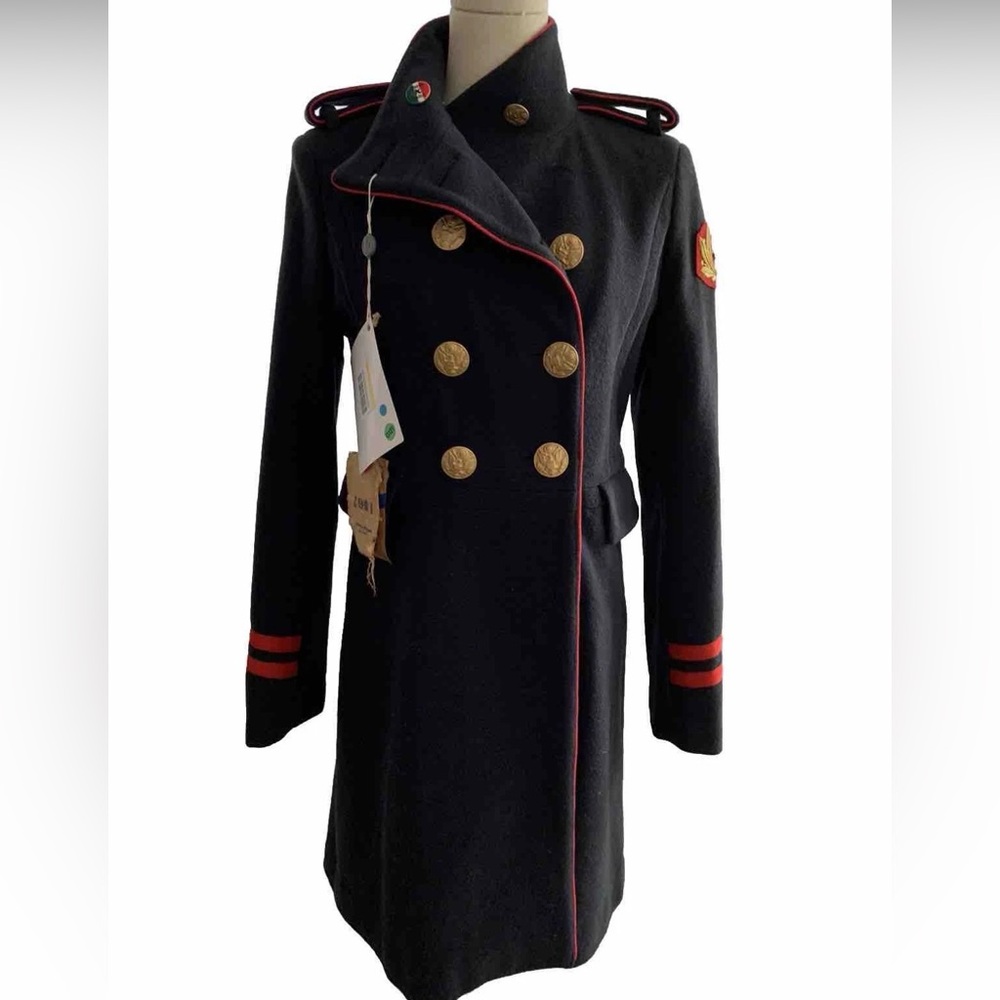 History Repeats Navy Pea Coat Size 42 Made in Italy NWT